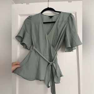 Dusty blue wrap blouse